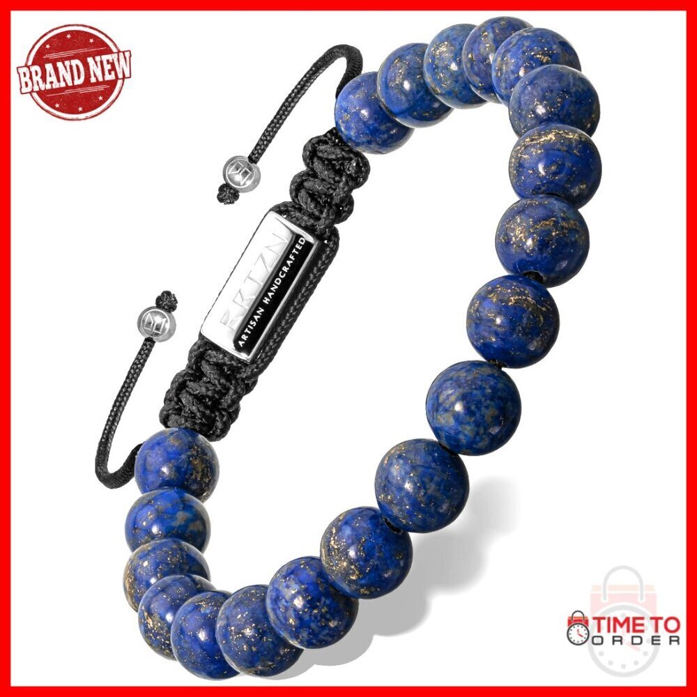 Handcrafted Lapis Lazuli Adjustable Bracelet for Men, Artisan Gemstone